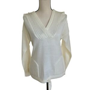 Vintage 1970s Cream Knit Hoodie Sweater | By Jove | Women’s Medium
